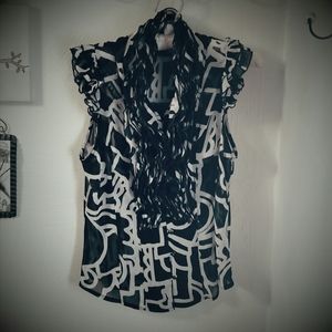 Lapis ruffles unique pattern top, M
